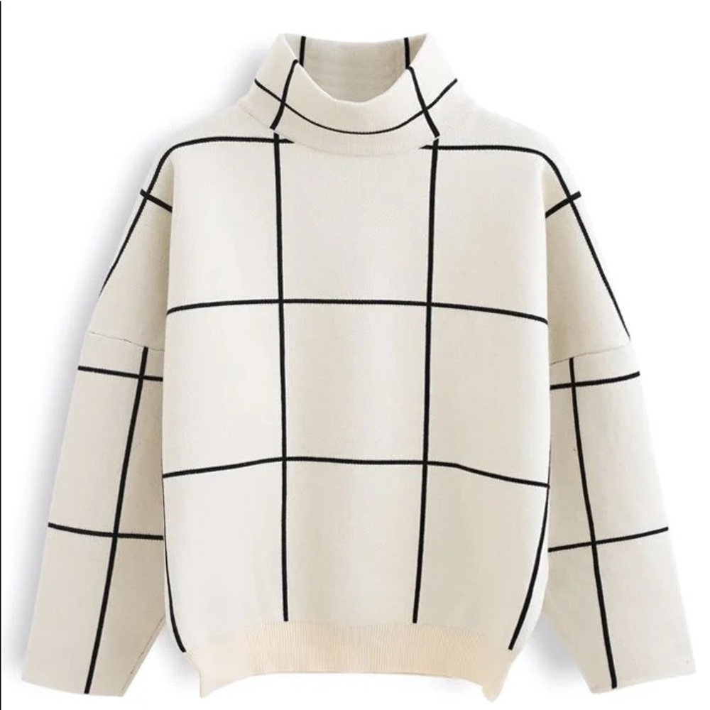 Grid Turtleneck Sweater